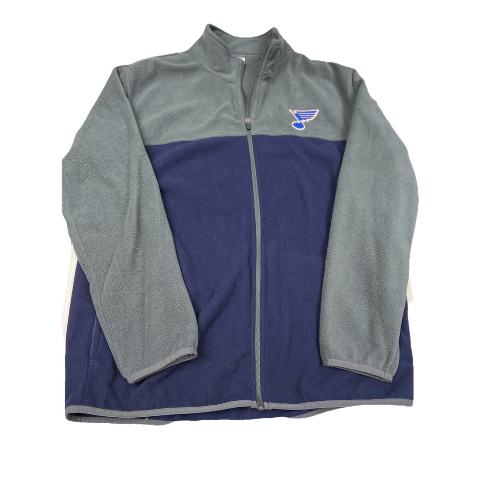 NHL St Louis Blues Full Zip Fleece Jacket Mens Large Gray Blue Colorblock Hockey